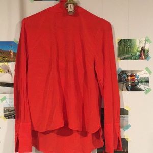 Bright red J. Crew back tie blouse